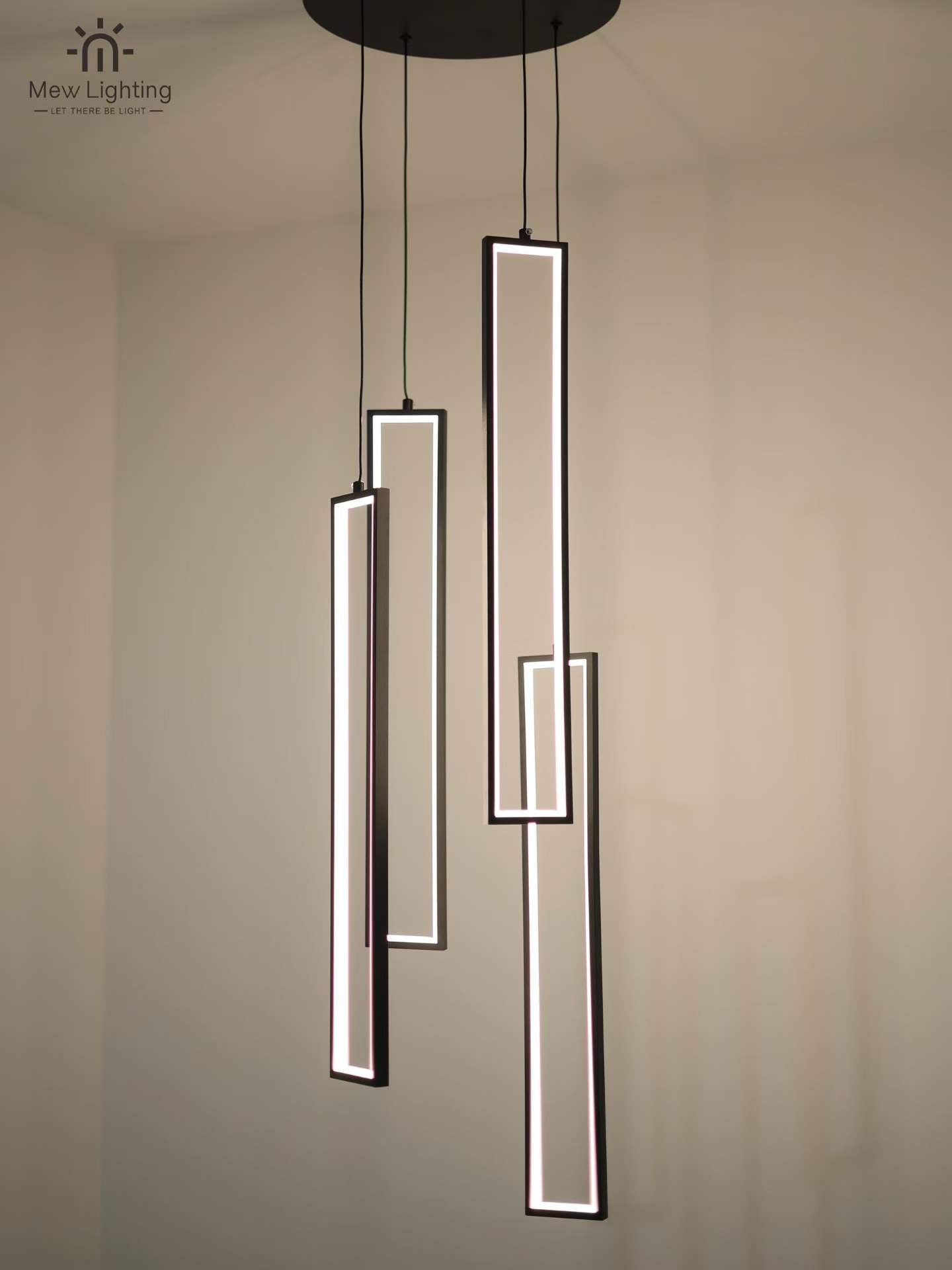 CL124-4 Modern Linear Art Multi-Light Chandelier - MEW Lighting