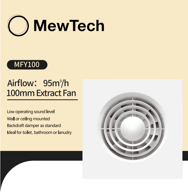 MewTech 100mm Wall Mounted Fan MFY100 - MEW Lighting