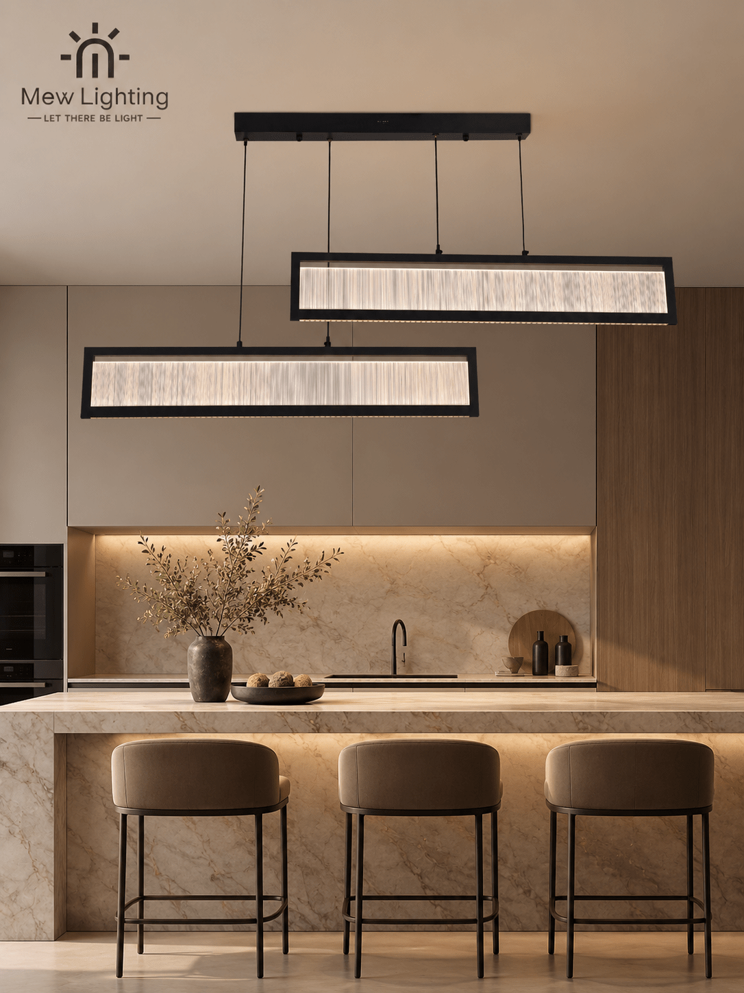 PD155-2 Textured Acrylic Linear Pendant Light - MEW Lighting