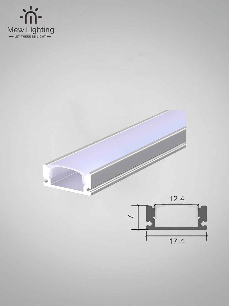 3 Meter Aluminum Channel with Milky PC Cover 17.4mmx7mm - MEW Lighting