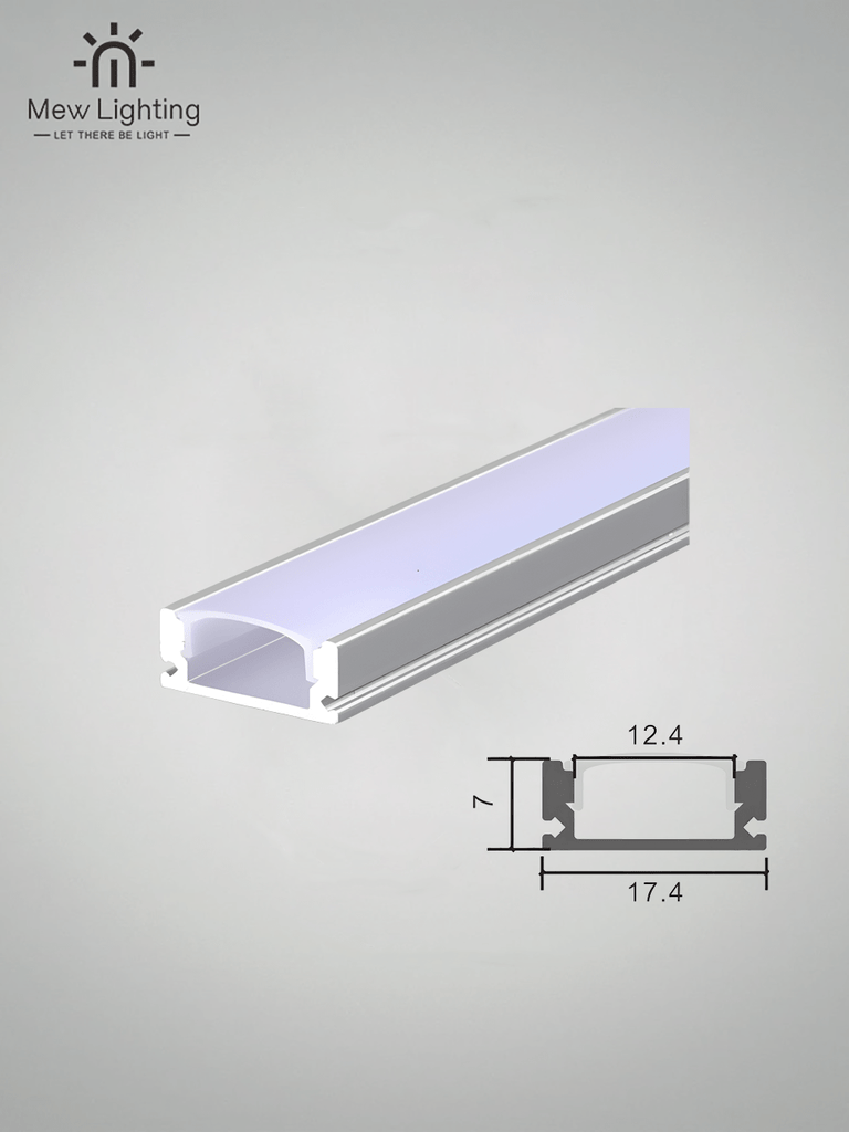 3 Meter Aluminum Channel with Milky PC Cover 17.4mmx7mm - MEW Lighting