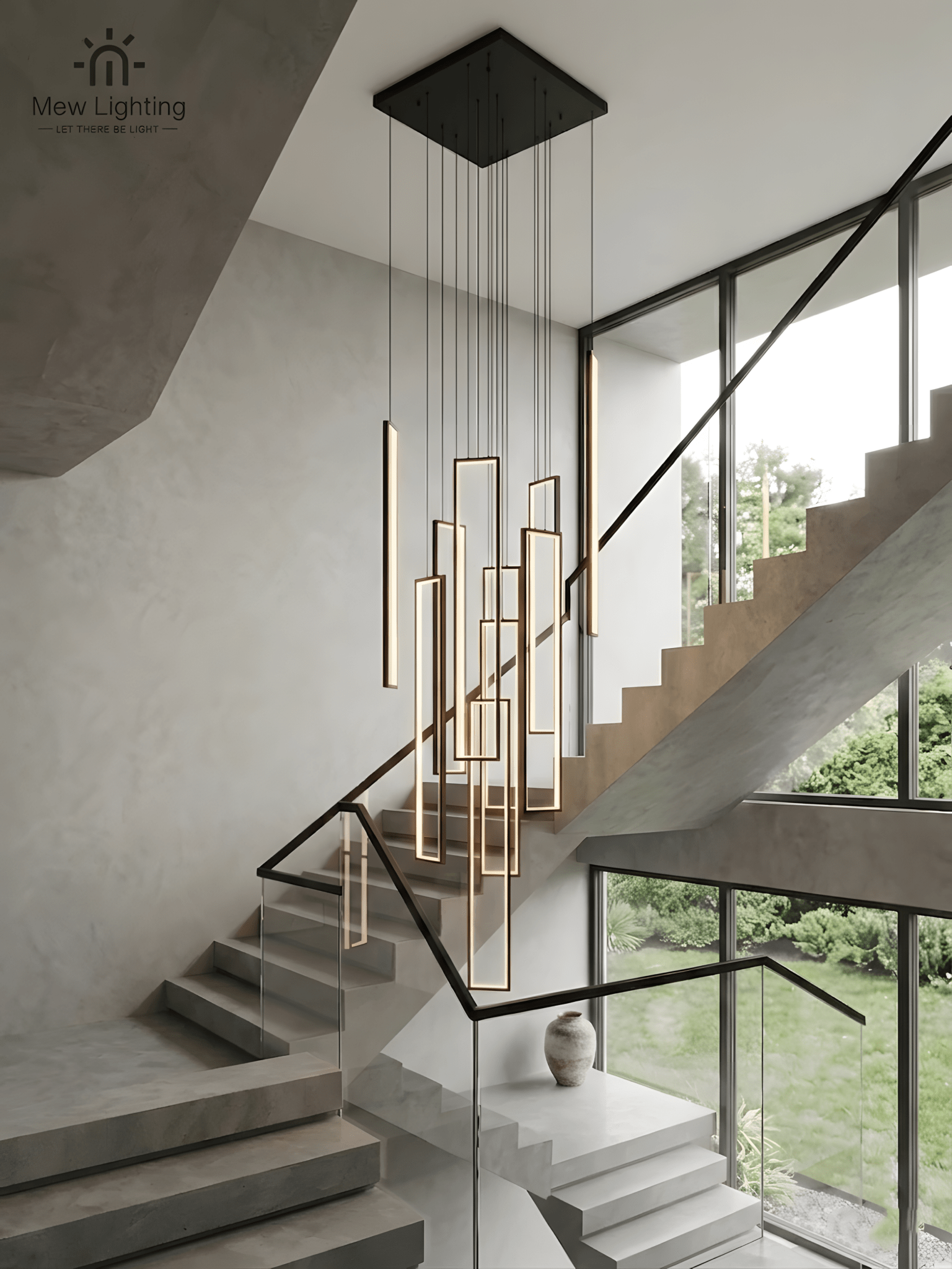 CL124 - 10 Modern Linear Art Multi - Light Chandelier - MEW Lighting