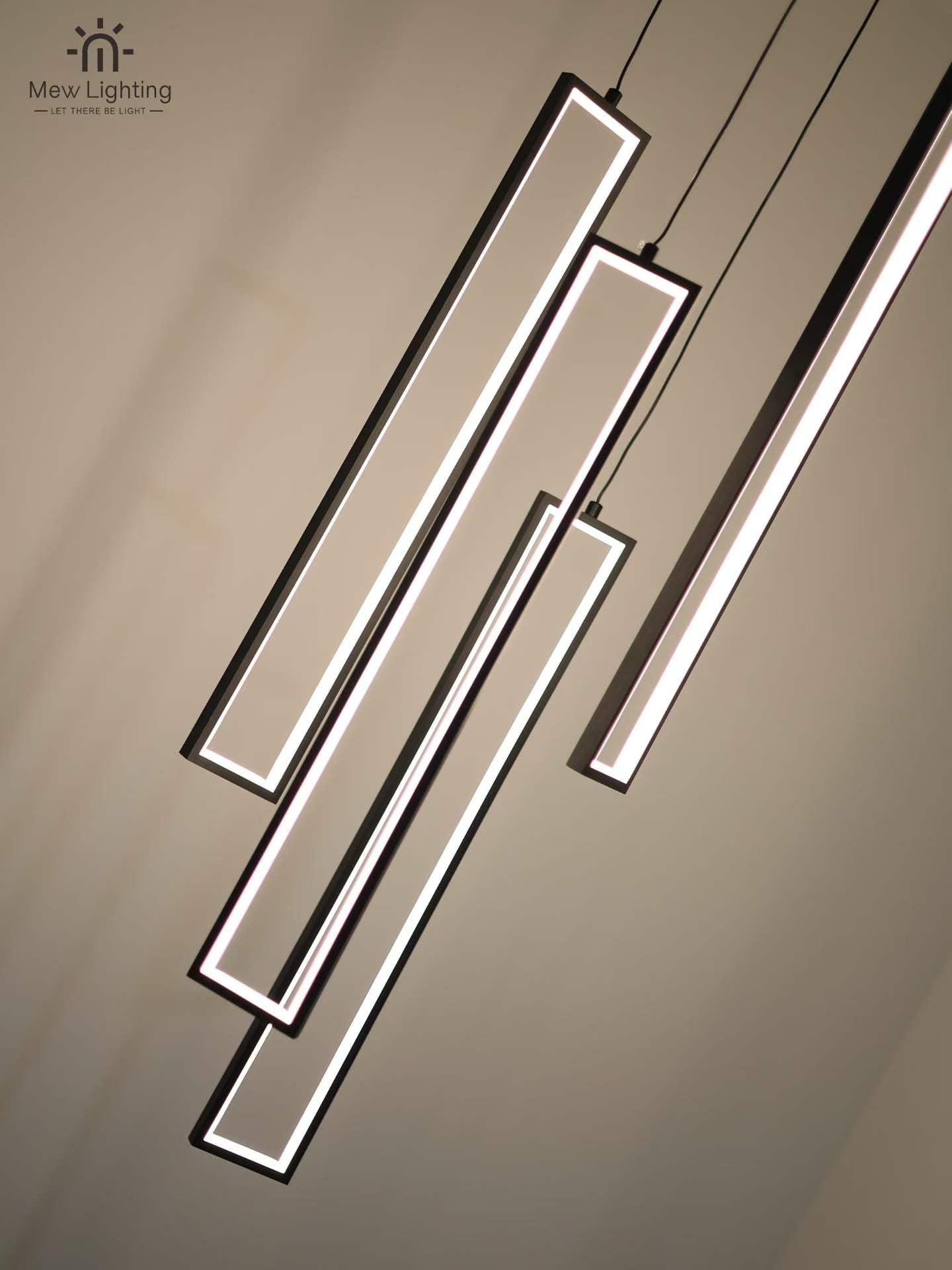 CL124 - 4 Modern Linear Art Multi - Light Chandelier - MEW Lighting