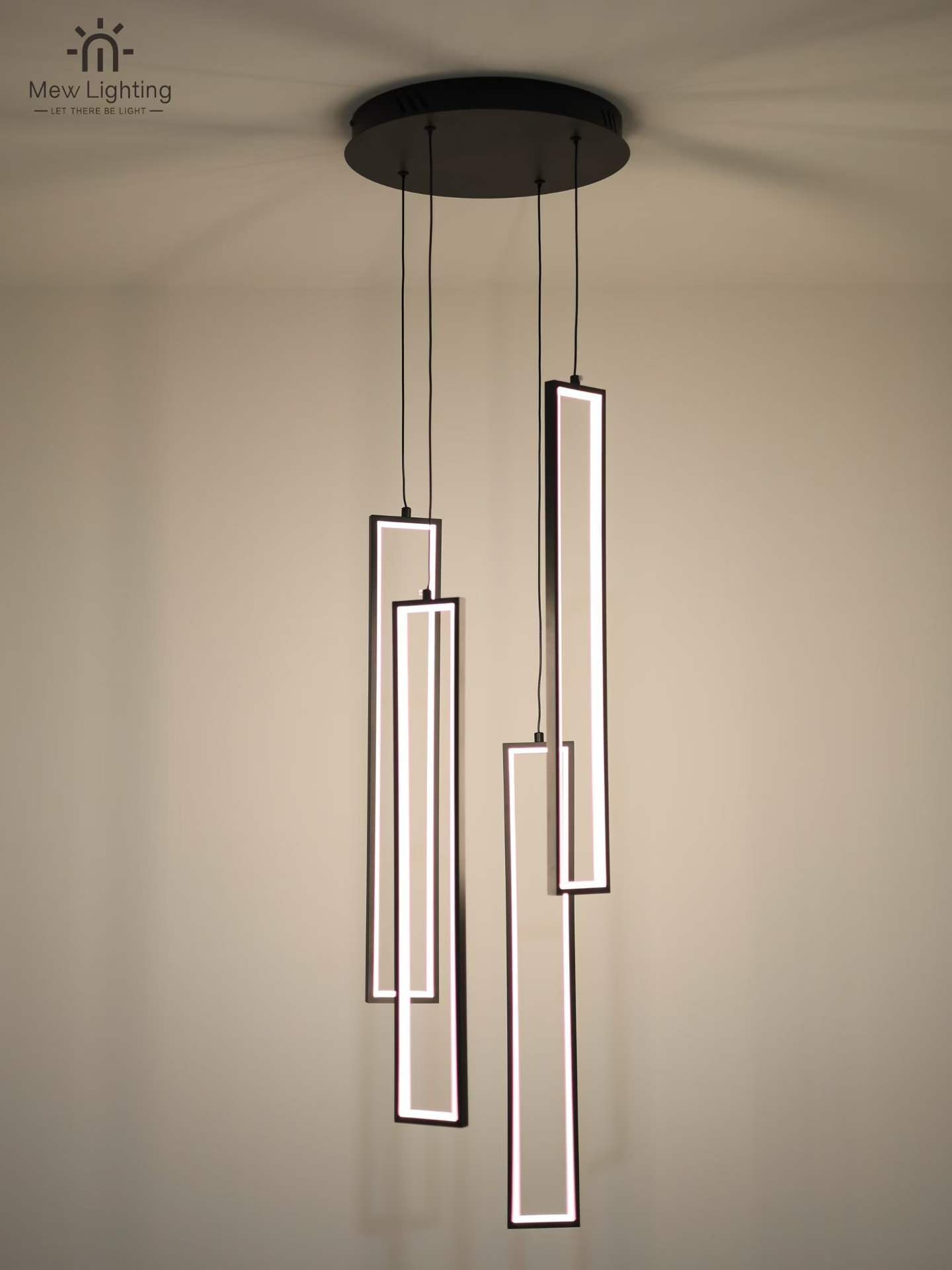 CL124-4 Modern Linear Art Multi-Light Chandelier - MEW Lighting