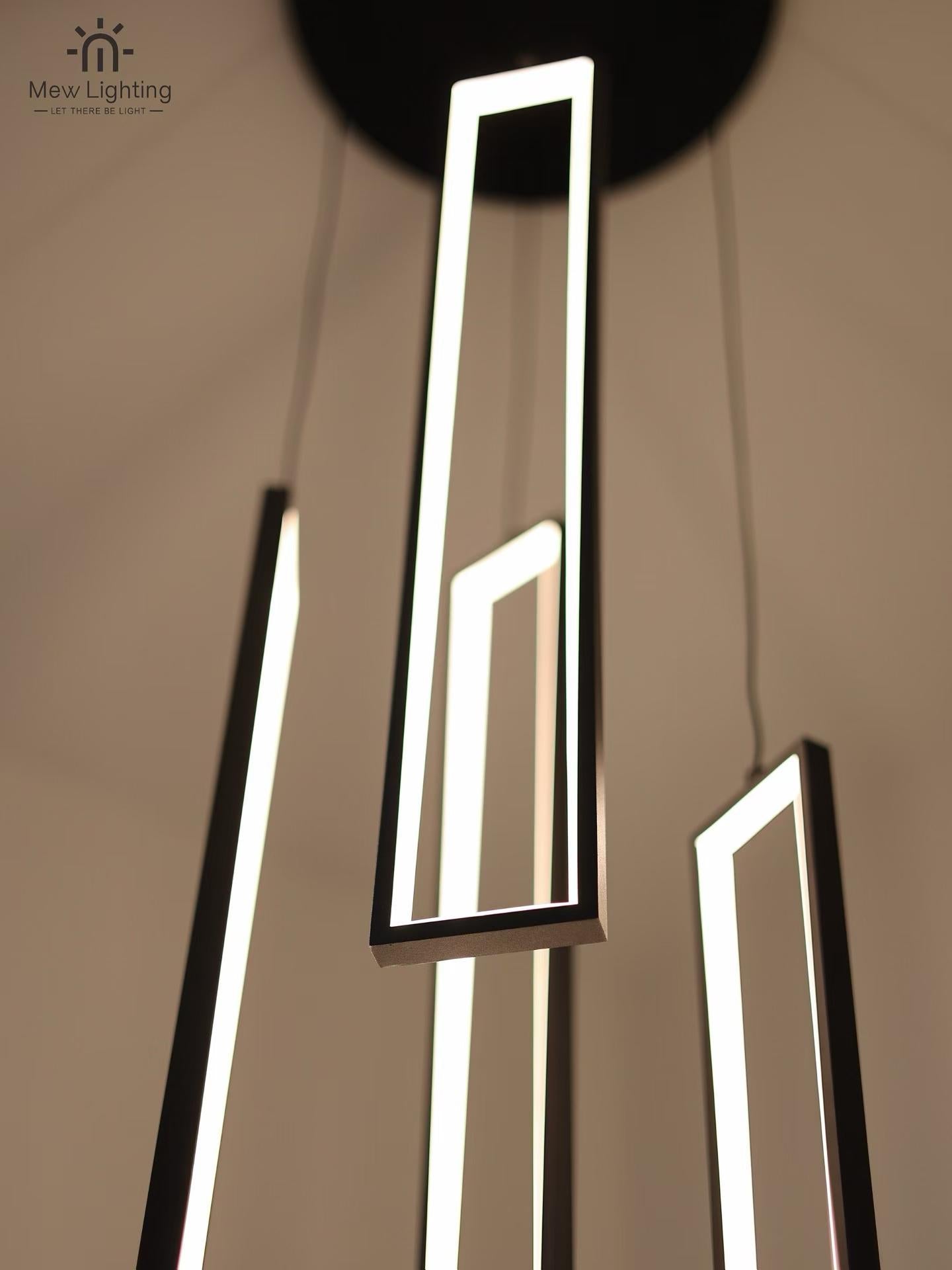CL124-4 Modern Linear Art Multi-Light Chandelier - MEW Lighting