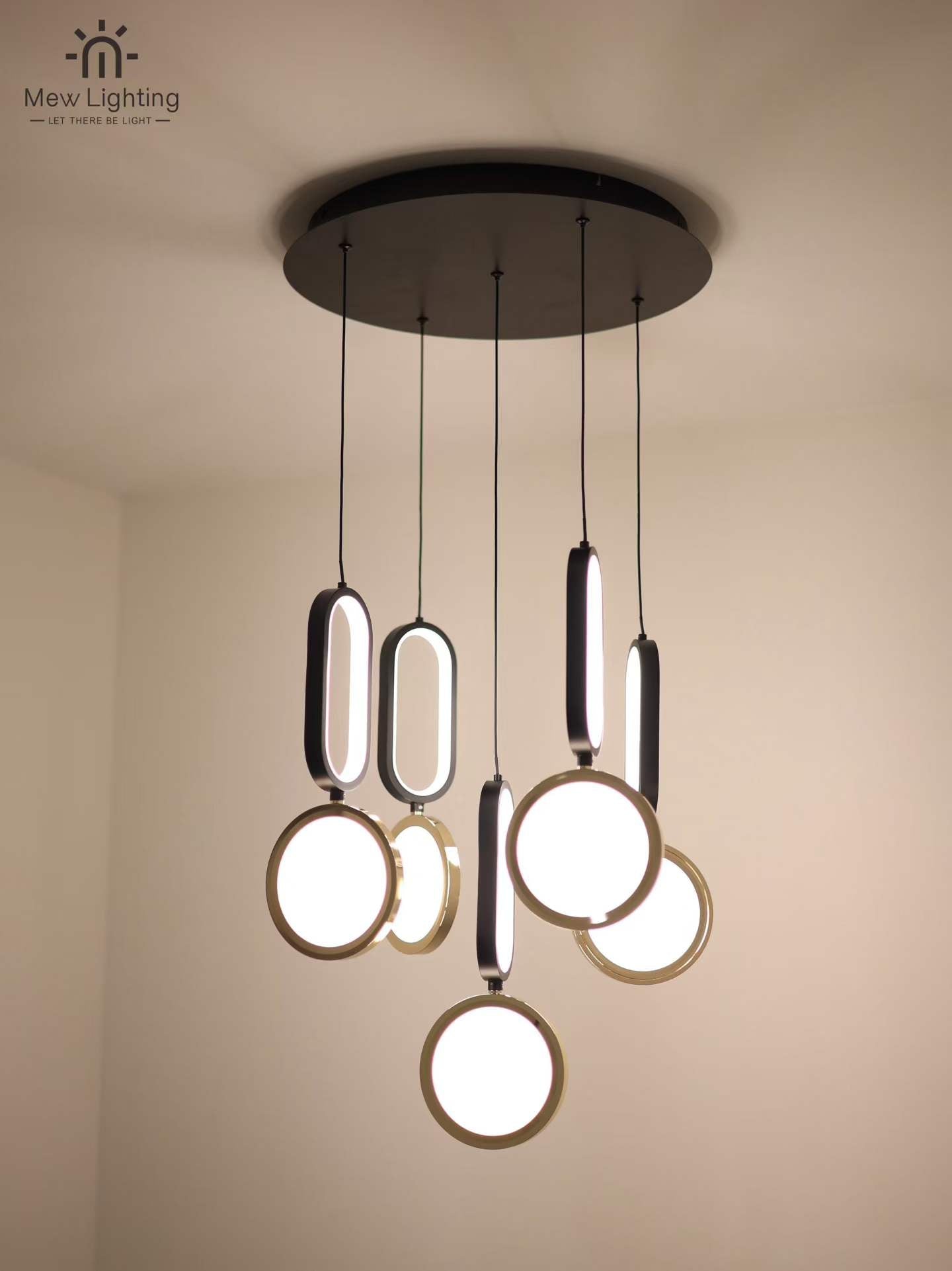 CL134 Modern Black & Gold Multi-Geometry Pendant - MEW Lighting