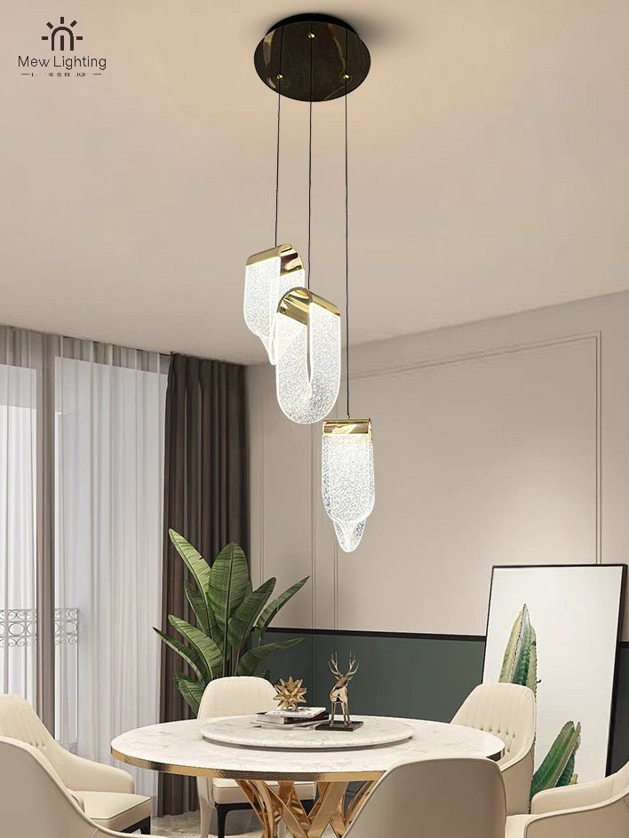 CL135 Modern Gold & Textured Acrylic Chandelier - MEW Lighting
