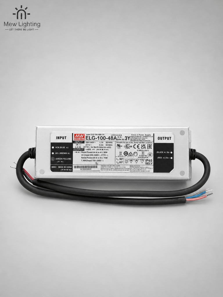 MEAN WELL ELG-100-48 IP67 100W 48V 2A Constant Voltage LED Driver - MEW Lighting