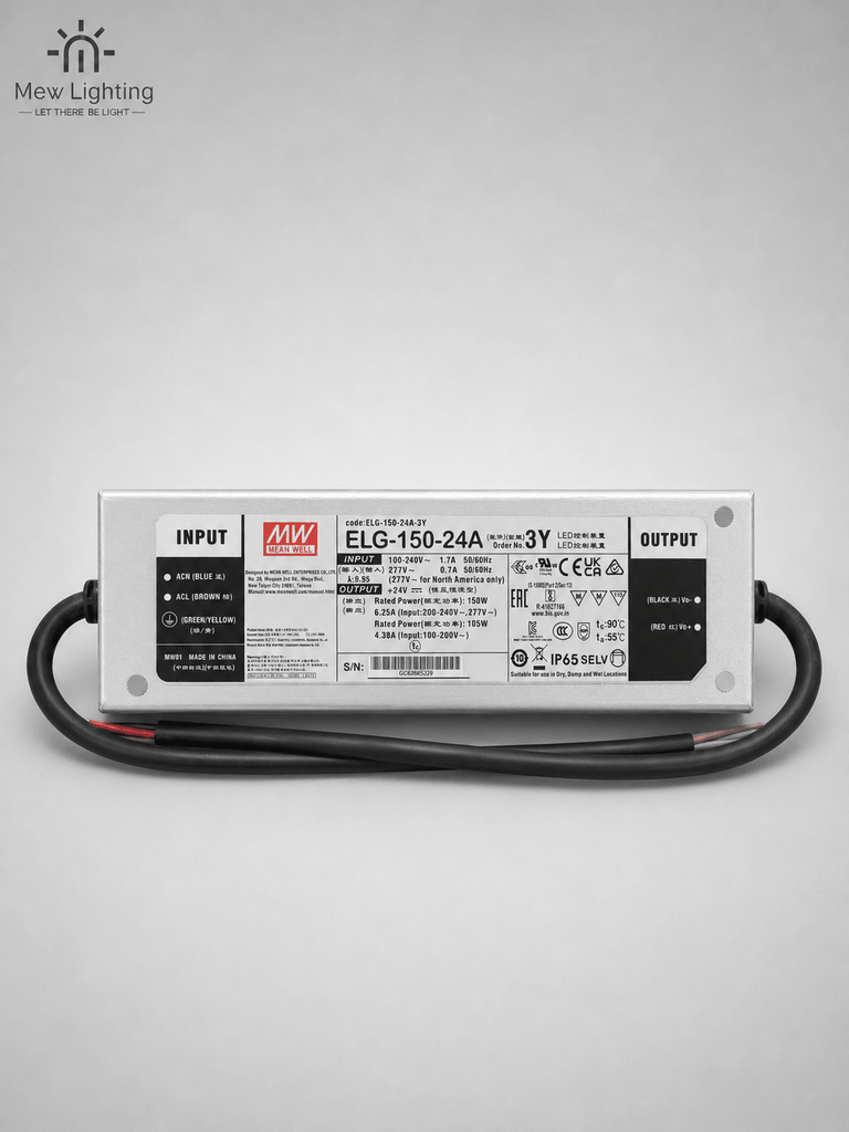 MEAN WELL ELG-150-24A-3Y 24V 150W Constant Voltage LED Driver - MEW Lighting