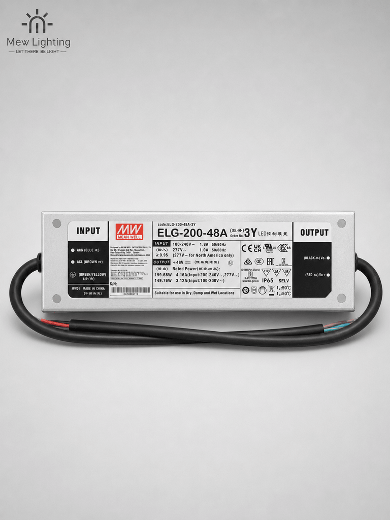 MEAN WELL ELG-200-48A-3Y 48V 200W Constant Voltage LED Driver - MEW Lighting