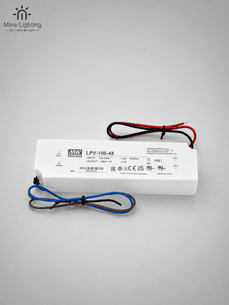 MEAN WELL LPV-100-48 IP67 100W 48V 2.1A Constant Voltage LED Driver - MEW Lighting