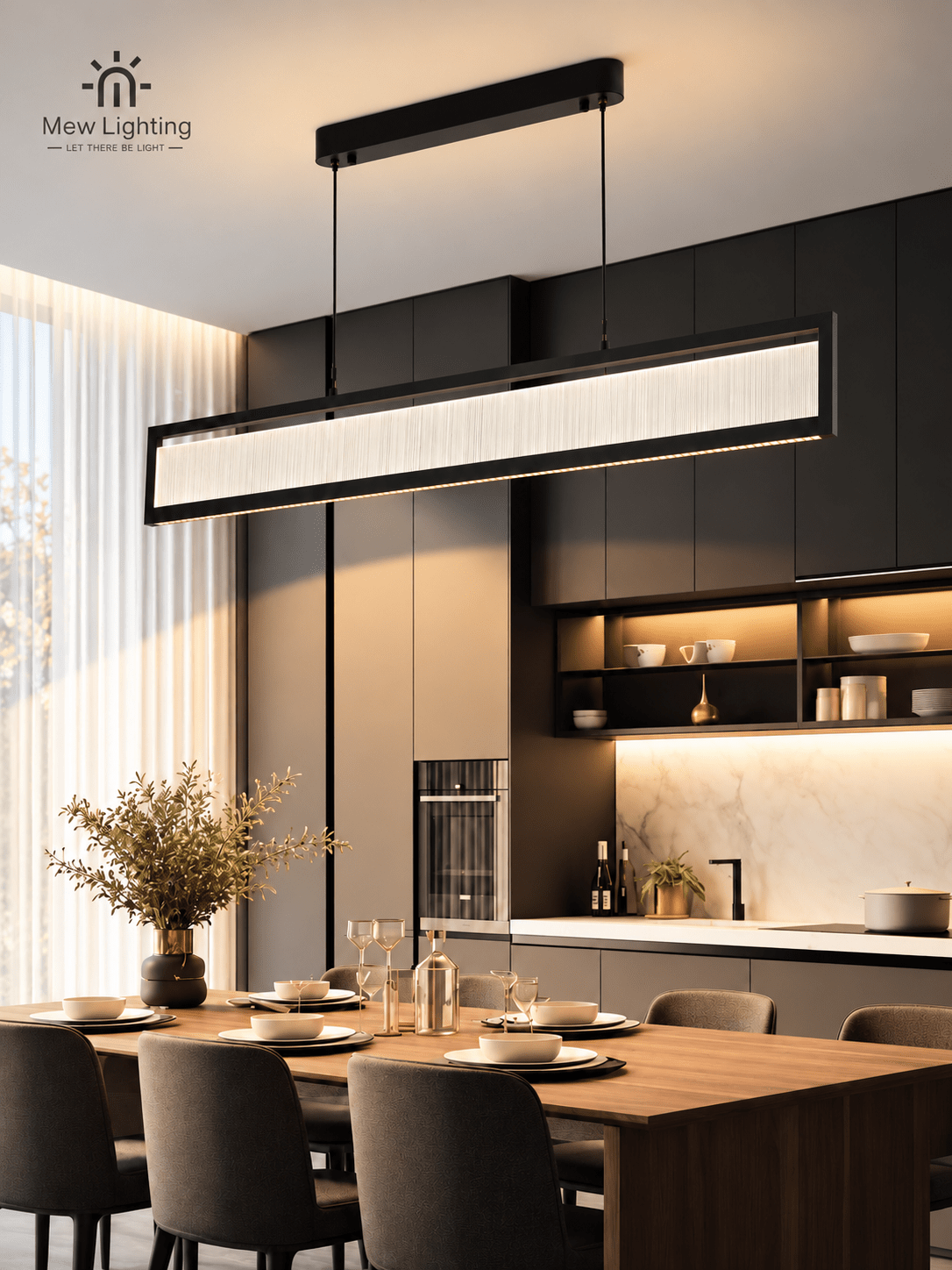 PD155-1 Textured Acrylic Linear Pendant Light - MEW Lighting