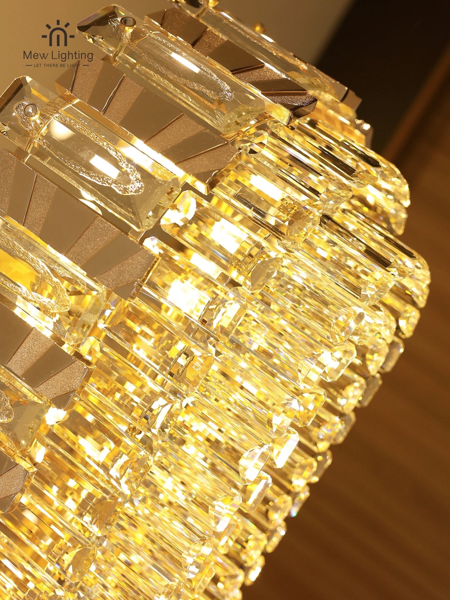 PD211 Crystal Pendant Light Clear Crystal Golden finish - MEW Lighting