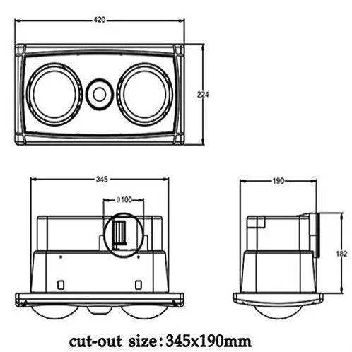 Tanzini BATHROOM HEAT-LIGHT_FAN 3 IN 1 (2 LAMPS)WITH SILVER FRONT COVER HLF-2ST - MEW Lighting